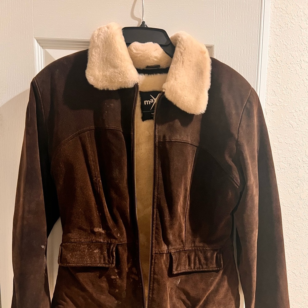 🌹Vintage 1999's  Wilson's Leather Maxima Women Suede Coat Faux Fur Lining Jacket